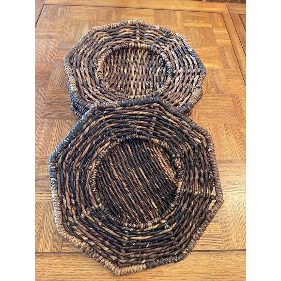Late 20th Century Woven Banana Leaf Plate Chargers set of 5 - Picture 1 of 7
